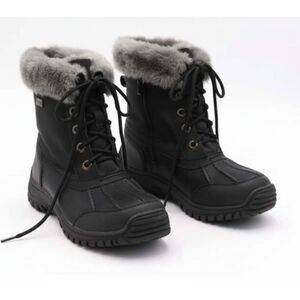 Apres by Lamo Vanessa Black Winter Boots Faux Fur Leather & Man-Made Size 7
